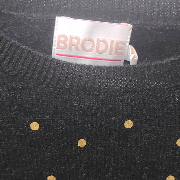 Black cashmere sweater with gold polka-dots. S - Picture 3 of 6